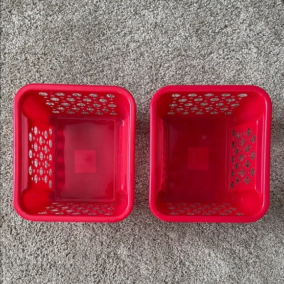 Red Plastic Storage Baskets (2) - Picture 4 of 7